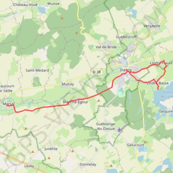 Itinéraire Circuit de Lindre - Dieuze, distance, dénivelé, altitude, carte, profil, trace GPS