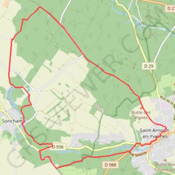 Itinéraire Saint Arnoult en Yvelines boucle Sonchamp, distance, dénivelé, altitude, carte, profil, trace GPS