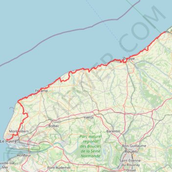 Itinéraire Sentier des falaises, distance, dénivelé, altitude, carte, profil, trace GPS