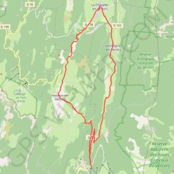 Itinéraire La Chapelle - Col de Rousset - Rousset - La Chapelle en Vercors, distance, dénivelé, altitude, carte, profil, trace GPS