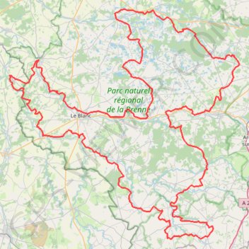 Itinéraire Tour du Pays de la Brenne (Vienne, Indre, Indre-et-Loire), distance, dénivelé, altitude, carte, profil, trace GPS