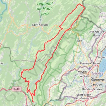 Itinéraire Bellegarde - Mijoux - Lamoura - Giron - Bellegarde, distance, dénivelé, altitude, carte, profil, trace GPS