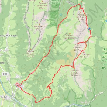 Itinéraire Tour et sommet de l'Arcalod, distance, dénivelé, altitude, carte, profil, trace GPS