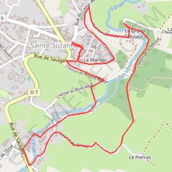 Itinéraire Rando Sainte suzanne, distance, dénivelé, altitude, carte, profil, trace GPS