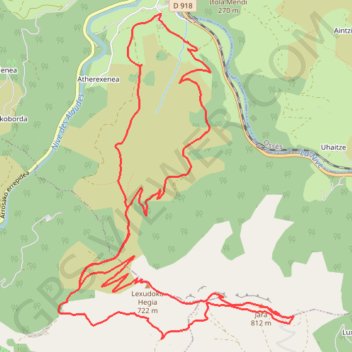 Itinéraire Jara depuis Eyharce, distance, dénivelé, altitude, carte, profil, trace GPS