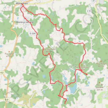 Itinéraire Rando de Mortemart, distance, dénivelé, altitude, carte, profil, trace GPS