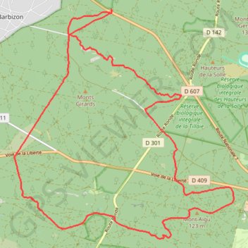 Itinéraire Fontainebleau depuis le carrefour de l'epine, distance, dénivelé, altitude, carte, profil, trace GPS