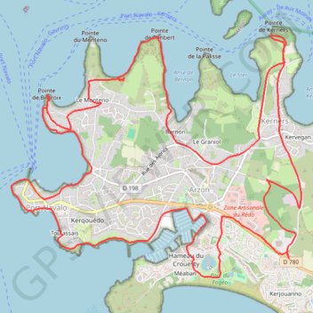 Itinéraire Tour du Golfe - Arzon, distance, dénivelé, altitude, carte, profil, trace GPS