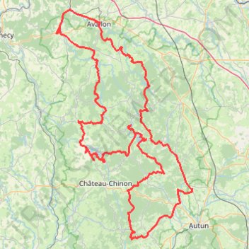 Itinéraire Morvan du nord au sud (2/3), distance, dénivelé, altitude, carte, profil, trace GPS