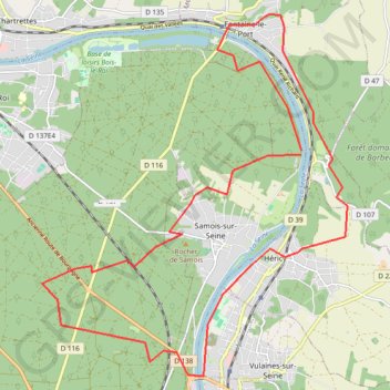 Itinéraire La Seine à Samois, distance, dénivelé, altitude, carte, profil, trace GPS