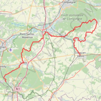 Itinéraire De Coye la Forêt à Crépy via Pierrefonds, distance, dénivelé, altitude, carte, profil, trace GPS