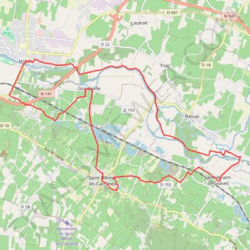 Itinéraire Boucle difficile secteur Jarnac, distance, dénivelé, altitude, carte, profil, trace GPS