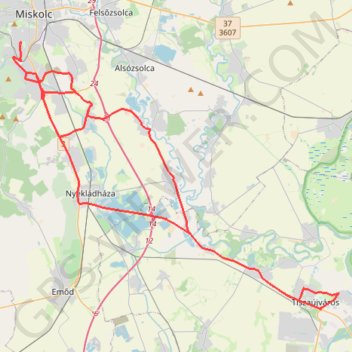 Itinéraire Miskolc, distance, dénivelé, altitude, carte, profil, trace GPS