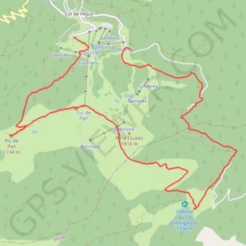Itinéraire Tuc de Pan et Tuc de l'Etang en circuit depuis Mourtis, distance, dénivelé, altitude, carte, profil, trace GPS