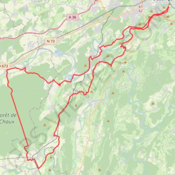 Itinéraire La Saline royale - Doubs, distance, dénivelé, altitude, carte, profil, trace GPS