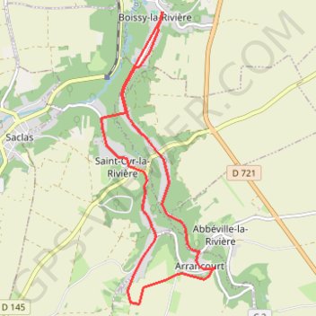 Itinéraire Boissy la Rivière sud, distance, dénivelé, altitude, carte, profil, trace GPS