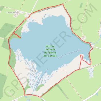 Itinéraire Tour de l'étang des Landes, distance, dénivelé, altitude, carte, profil, trace GPS
