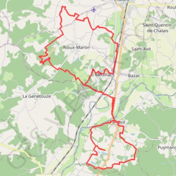 Itinéraire De part et d’autre de la Dronne à VTT, distance, dénivelé, altitude, carte, profil, trace GPS