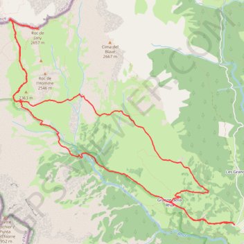 Itinéraire Petit Col de la Roue - Roc de Jany, distance, dénivelé, altitude, carte, profil, trace GPS