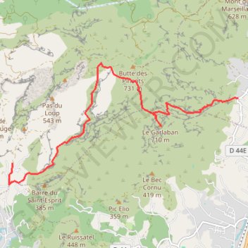 Itinéraire Le garlaban de Pagnol, distance, dénivelé, altitude, carte, profil, trace GPS