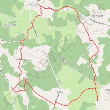 Itinéraire Bournel-nouels-oustriols-laburgade-biargues, distance, dénivelé, altitude, carte, profil, trace GPS