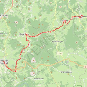 Itinéraire Chemin de Saint-Régis - Saint-Jeures - Saint-Julien-Chapteuil, distance, dénivelé, altitude, carte, profil, trace GPS