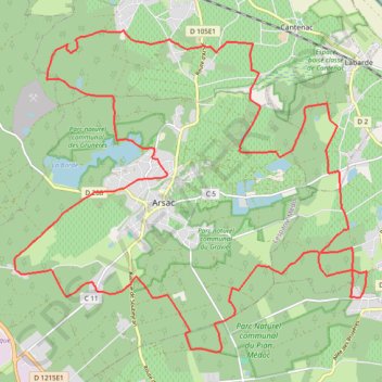 Itinéraire Arsac Labarde, distance, dénivelé, altitude, carte, profil, trace GPS