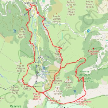 Itinéraire Vallées du Mont Dore et de Chaudefour - Mont-Dore, distance, dénivelé, altitude, carte, profil, trace GPS
