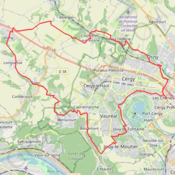 Itinéraire Autour de Cergy, distance, dénivelé, altitude, carte, profil, trace GPS