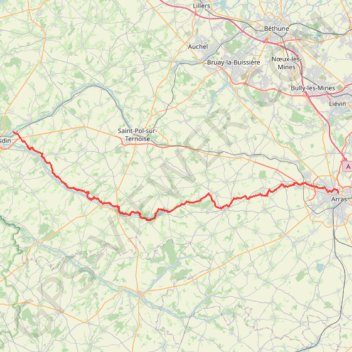 Itinéraire GR121 De Arras à Grigny (Pas-de-Calais), distance, dénivelé, altitude, carte, profil, trace GPS