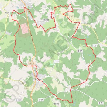 Itinéraire Dignac (le champ de la chaume) 33 kms, distance, dénivelé, altitude, carte, profil, trace GPS