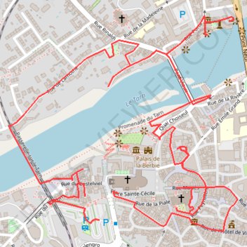 Itinéraire Randonnée pédestre albi, distance, dénivelé, altitude, carte, profil, trace GPS