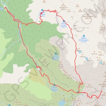 Itinéraire Mont Valier par la Vallée du Riberot et Muscadet, distance, dénivelé, altitude, carte, profil, trace GPS