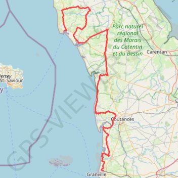 Itinéraire ETAPE 01 Yquelon/Barneville, distance, dénivelé, altitude, carte, profil, trace GPS