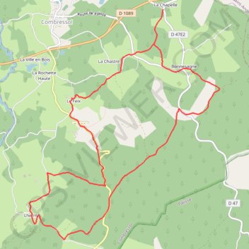 Itinéraire Le chemin des Abbesses - Combressol - Pays de Haute Corrèze, distance, dénivelé, altitude, carte, profil, trace GPS