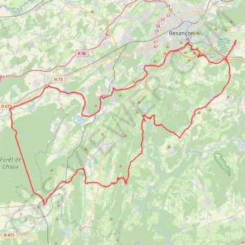 Itinéraire Arc-et-Senans, distance, dénivelé, altitude, carte, profil, trace GPS