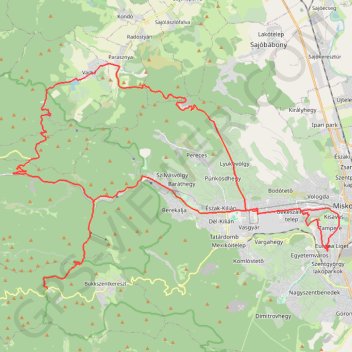 Itinéraire Miskolc, distance, dénivelé, altitude, carte, profil, trace GPS