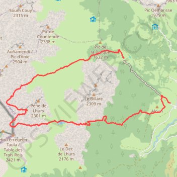 Itinéraire Pic de Pèneblanque (Lescun), distance, dénivelé, altitude, carte, profil, trace GPS