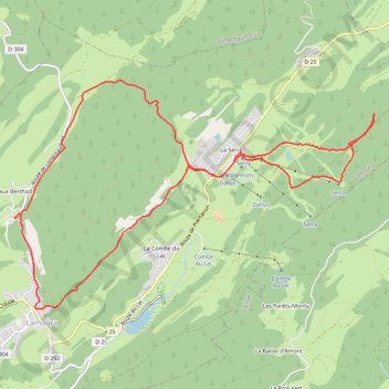 Itinéraire Lamoura - Les Auvernes, distance, dénivelé, altitude, carte, profil, trace GPS