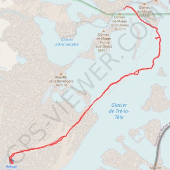 Itinéraire 28.07.2017 Dômes de Miage, distance, dénivelé, altitude, carte, profil, trace GPS