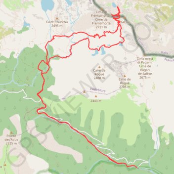 Itinéraire repérage - col et lacs de Fremaforte long, distance, dénivelé, altitude, carte, profil, trace GPS