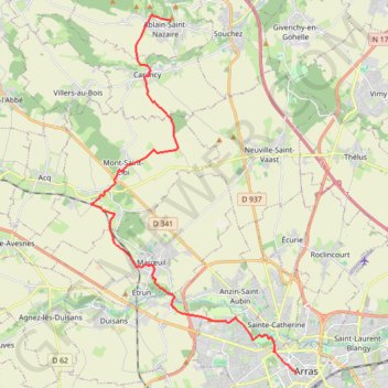 Itinéraire vff10-da-ablain-saint-nazaire-arras, distance, dénivelé, altitude, carte, profil, trace GPS
