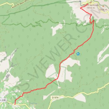 Itinéraire Montée du mont ventoux par Sainte colombe, distance, dénivelé, altitude, carte, profil, trace GPS