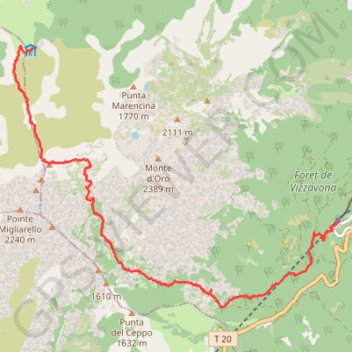 Itinéraire Vizzavone-L'Onda, distance, dénivelé, altitude, carte, profil, trace GPS