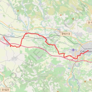 Itinéraire 44 carcassonne - bram 30, distance, dénivelé, altitude, carte, profil, trace GPS