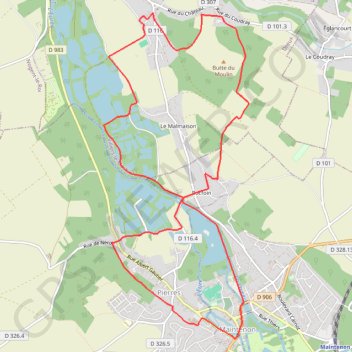 Itinéraire Bois et vallées - Maintenon, distance, dénivelé, altitude, carte, profil, trace GPS