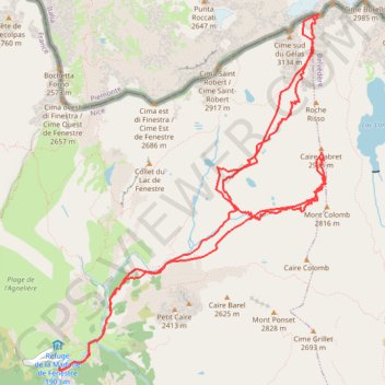 Itinéraire Balcon du Gélas et Cime Cabret, distance, dénivelé, altitude, carte, profil, trace GPS