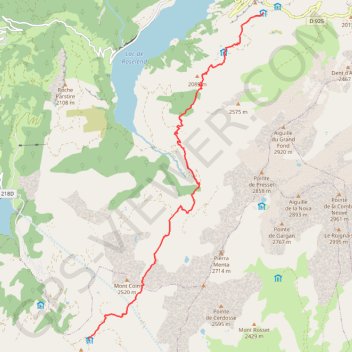 Itinéraire Refuge de la Coire - Gîte de plan Mya, distance, dénivelé, altitude, carte, profil, trace GPS
