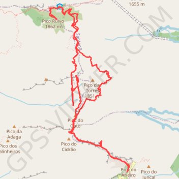 Itinéraire Du Pico Ariero au Pico Ruivo, distance, dénivelé, altitude, carte, profil, trace GPS