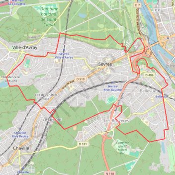 Itinéraire Autour de Sevres, distance, dénivelé, altitude, carte, profil, trace GPS